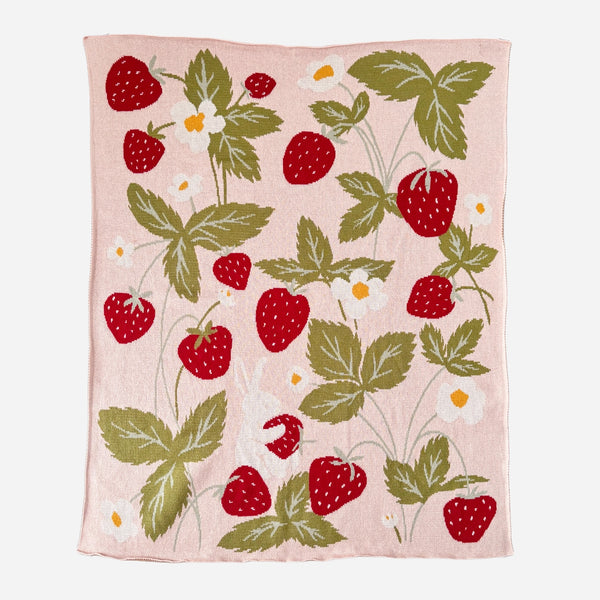 Strawberry Bunny Organic Cotton Blanket